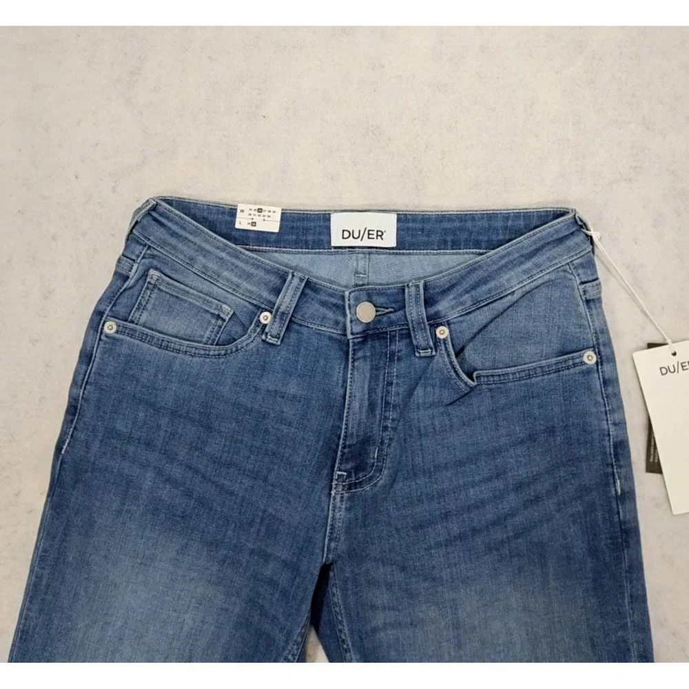 DU/ER Performance Denim Womens‎ 26 NEW Girlfriend Whisker Solstice Blue COOLMAX